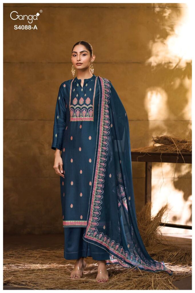 My Fashion Road Ganga Fashion Liraah Pure Russian Silk Ladies Suit | S4088 – A