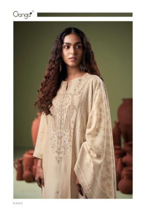 My Fashion Road Ganga Fashion Mavira Premium Pure Wool Pashmina Suit | C2312