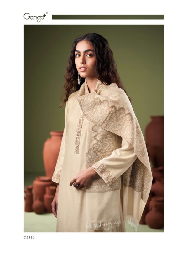 My Fashion Road Ganga Fashion Mavira Premium Pure Wool Pashmina Suit | C2310