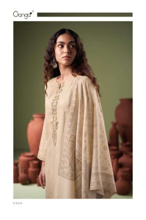 My Fashion Road Ganga Fashion Mavira Premium Pure Wool Pashmina Suit | C2311