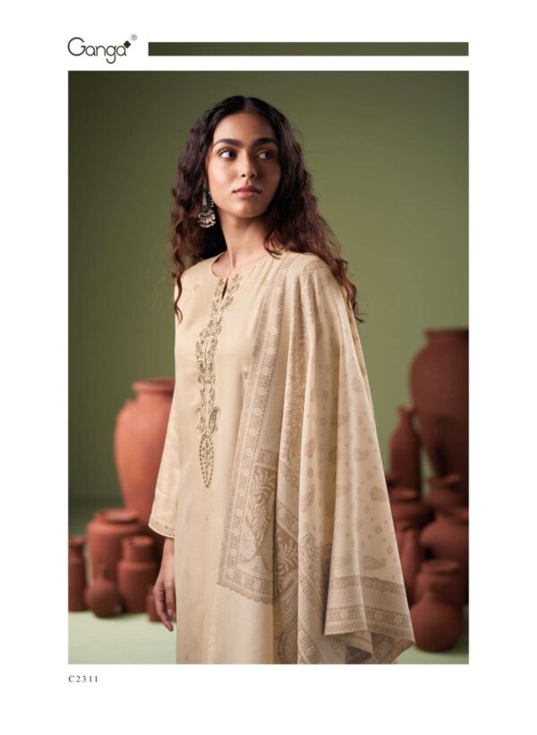 My Fashion Road Ganga Fashion Mavira Premium Pure Wool Pashmina Suit | C2311