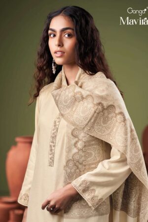 My Fashion Road Ganga Fashion Mavira Premium Pure Wool Pashmina Suit | C2315