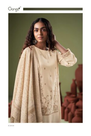 My Fashion Road Ganga Fashion Mavira Premium Pure Wool Pashmina Suit | C2314