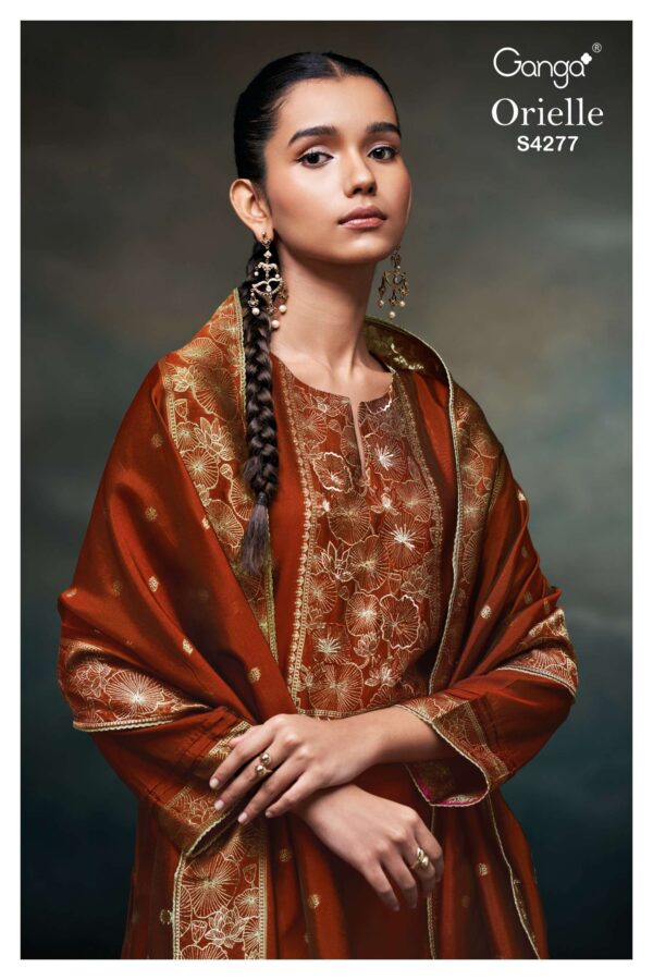 My Fashion Road Ganga Fashion Orielle Pure Woven Silk Designer Suit | S4277 – C