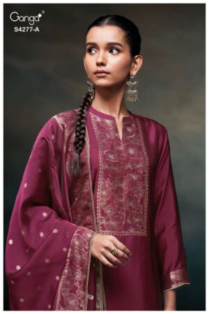 My Fashion Road Ganga Fashion Orielle Pure Woven Silk Designer Suit | S4277 – A