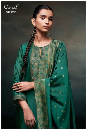 My Fashion Road Ganga Fashion Orielle Pure Woven Silk Designer Suit | S4277 – B
