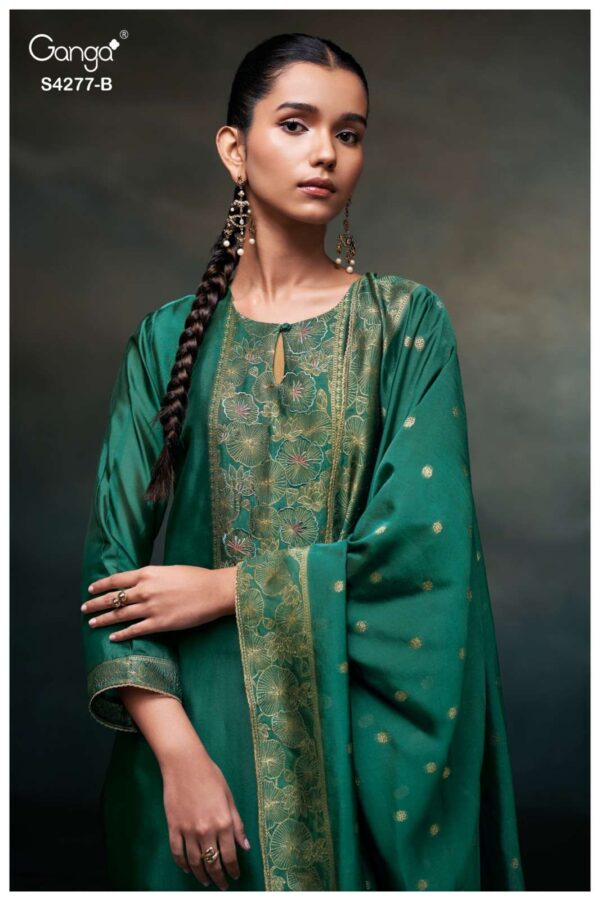 My Fashion Road Ganga Fashion Orielle Pure Woven Silk Designer Suit | S4277 – B