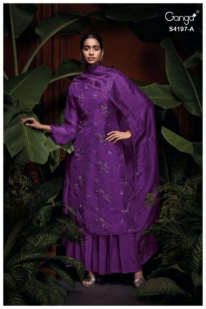 My Fashion Road Ganga Fashion Quina Exclusive Pure Bemberg Silk Ladies Suit | S4197 – A