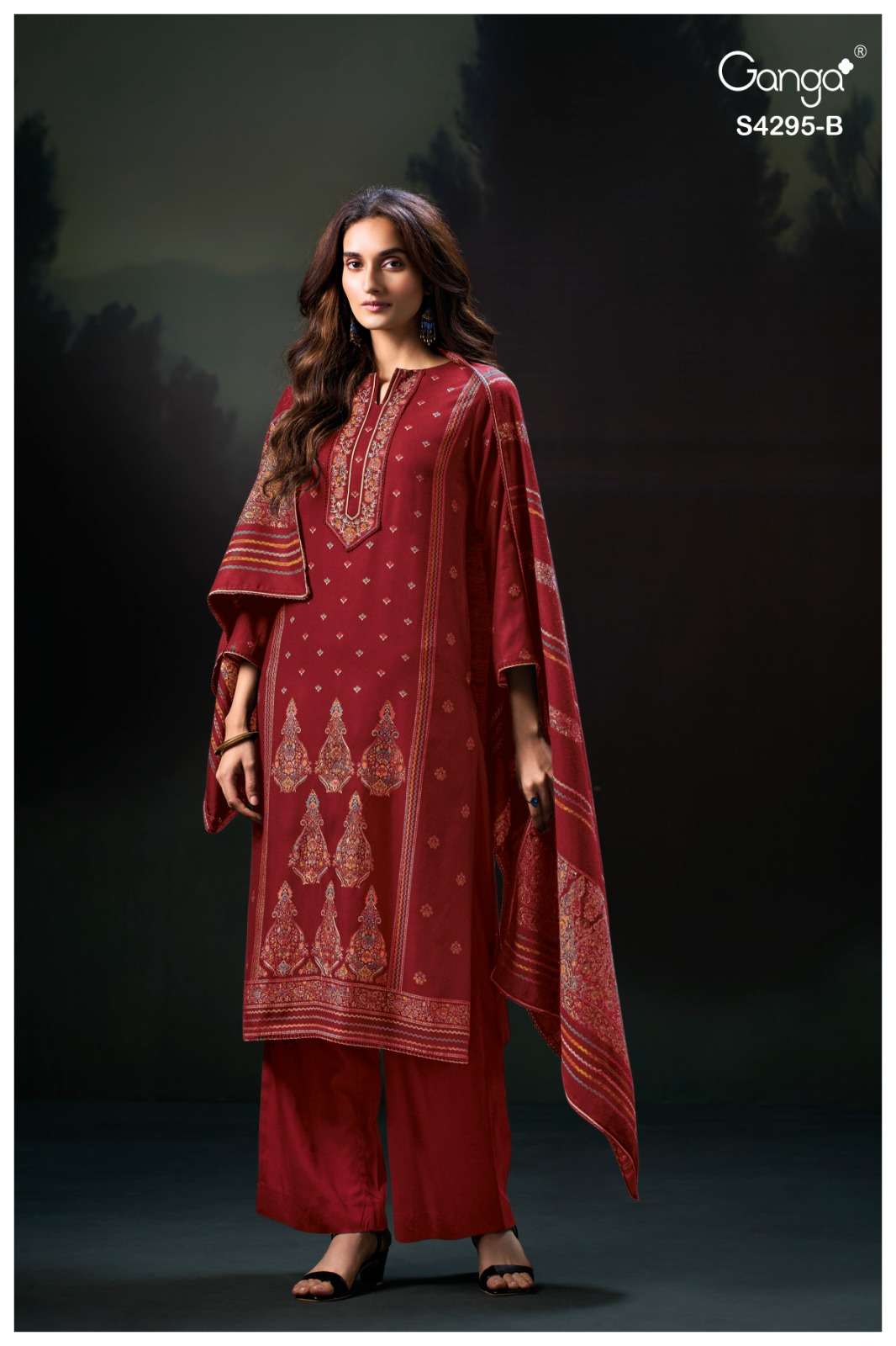 My Fashion Road Ganga Fashion Shraya Pure Pashmina Winter Wear Suit | S4295 – B My Fashion Road Ganga Fashion Shraya Pure Pashmina Winter Wear Suit | S4295 – B