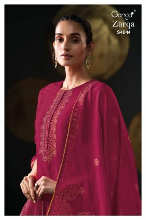 My Fashion Road Ganga Fashion Zarqa Pure Bemberg Russian Silk Premium Deigns Suits | S4044
