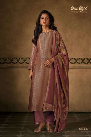 My Fashion Road Omtex Baarish Designer Jacquard Partywear Suit | 8451 – C