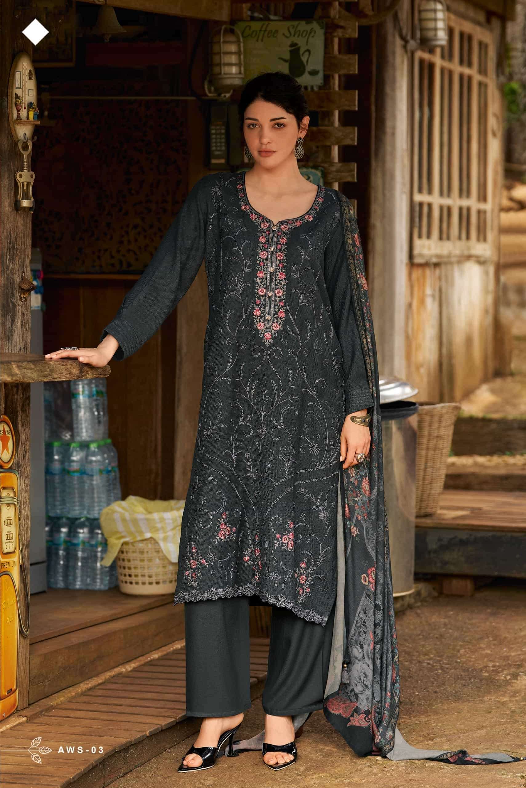 My Fashion Road Varsha A Winter Serenade Designer Embroidery Work Pashmina Suit | AWS – 03 My Fashion Road Varsha A Winter Serenade Designer Embroidery Work Pashmina Suit | AWS – 03