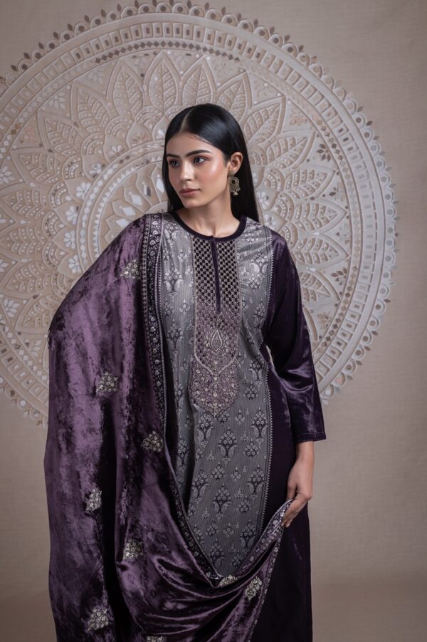 My Fashion Road Naariti Velvet Winter Unstitched Collection Ladies Suit – E