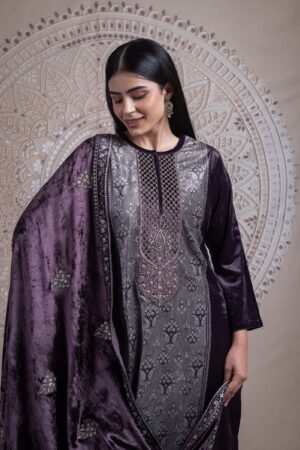 My Fashion Road Naariti Velvet Winter Unstitched Collection Ladies Suit – E