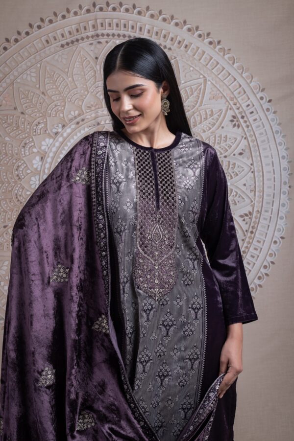 My Fashion Road Naariti Velvet Winter Unstitched Collection Ladies Suit – E