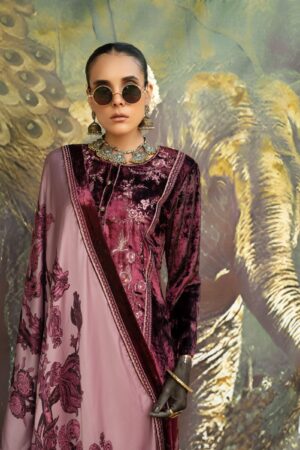 My Fashion Road Naariti Velvet Winter Unstitched Collection Ladies Suit – C