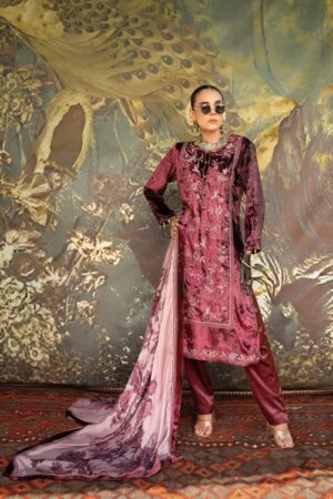 My Fashion Road Naariti Velvet Winter Unstitched Collection Ladies Suit – C