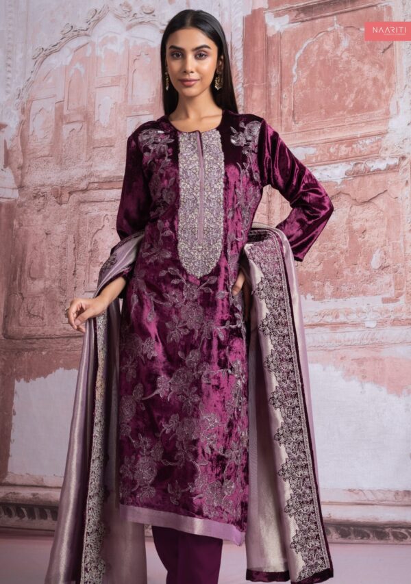 My Fashion Road Naariti Velvet Winter Unstitched Collection Ladies Suit – A