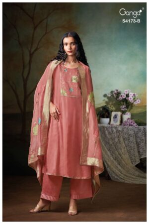 My Fashion Road Ganga Fashion Ciena Exclusive Bemberg Silk Designer Suit | S4173 – B