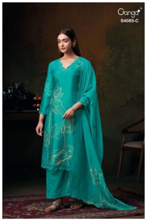 My Fashion Road Ganga Fashion Emina Partywear Style Russian Silk Designer Suit | S4085 – C