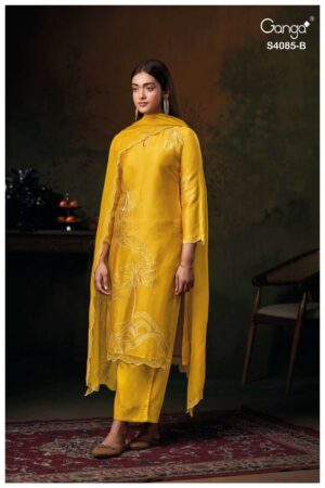 My Fashion Road Ganga Fashion Emina Partywear Style Russian Silk Designer Suit | S4085 – B