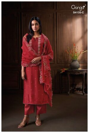 My Fashion Road Ganga Fashion Jyrelia Pure Bemberg Silk Designer Suit | S4135 – C