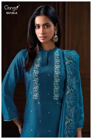 My Fashion Road Ganga Fashion Jyrelia Pure Bemberg Silk Designer Suit | S4135 – A