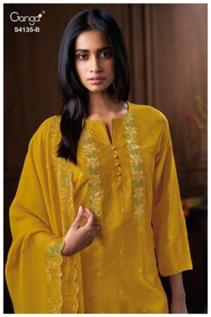 My Fashion Road Ganga Fashion Jyrelia Pure Bemberg Silk Designer Suit | S4135 – B
