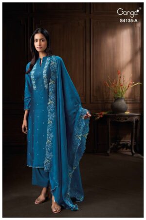 My Fashion Road Ganga Fashion Jyrelia Pure Bemberg Silk Designer Suit | S4135 – A