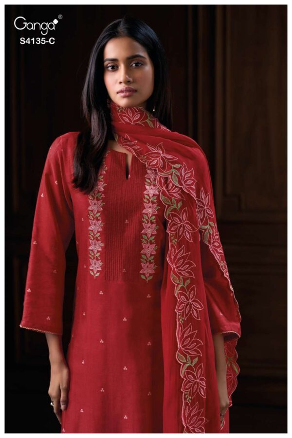 My Fashion Road Ganga Fashion Jyrelia Pure Bemberg Silk Designer Suit | S4135 – C