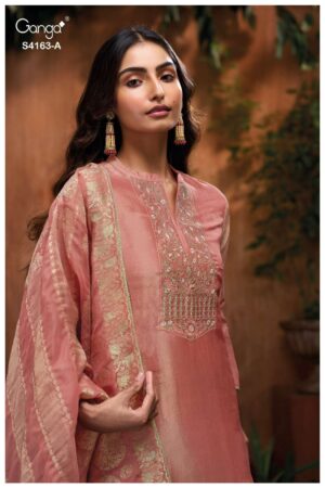 My Fashion Road Ganga Fashion Seren Pure Bemberg Silk Designer Suit | S4163 – A