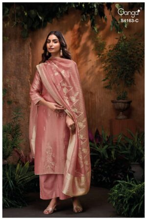 My Fashion Road Ganga Fashion Seren Pure Bemberg Silk Designer Suit | S4163 – C