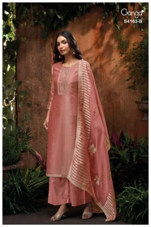 My Fashion Road Ganga Fashion Seren Pure Bemberg Silk Designer Suit | S4163 – B