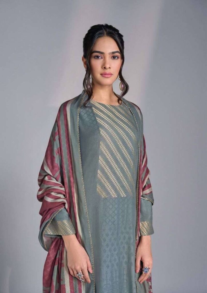 My Fashion Road Omtex Nilar Winter Wear Pure Pashmina Jacquard Suit | 9081 – B