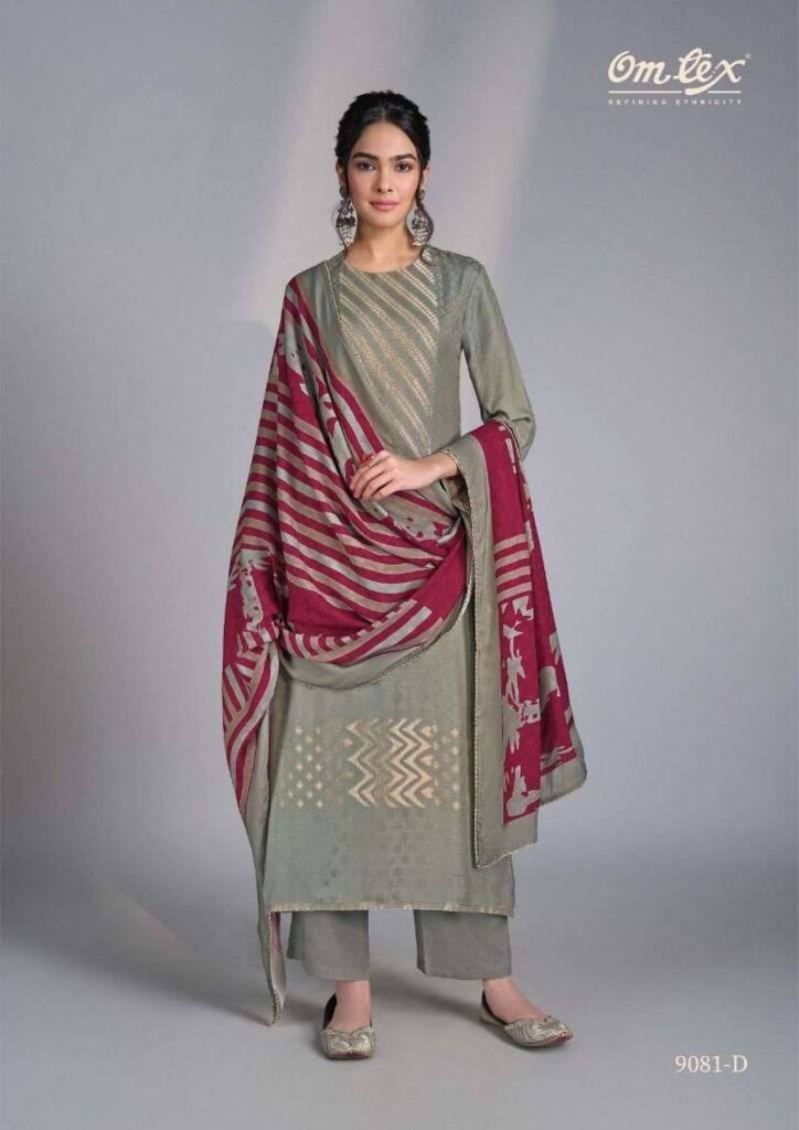 My Fashion Road Omtex Nilar Winter Wear Pure Pashmina Jacquard Suit | 9081 – D
