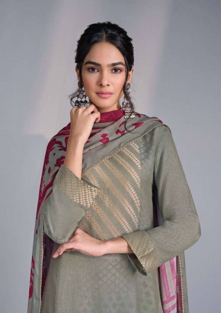 My Fashion Road Omtex Nilar Winter Wear Pure Pashmina Jacquard Suit | 9081 – D