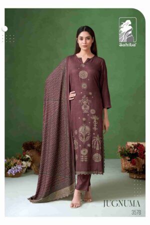 My Fashion Road Sahiba Jugnuma Pure Pashmina Twill Winter Suit – 3578