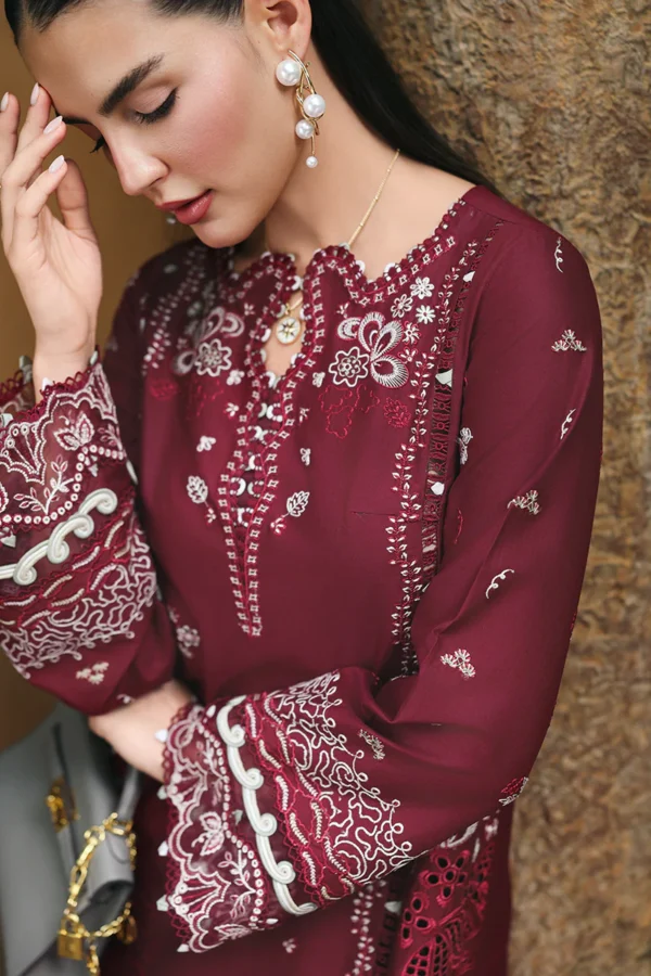 My Fashion Road Qalamkar Qline Lawn Collection 2026 | RP-12 GARNET