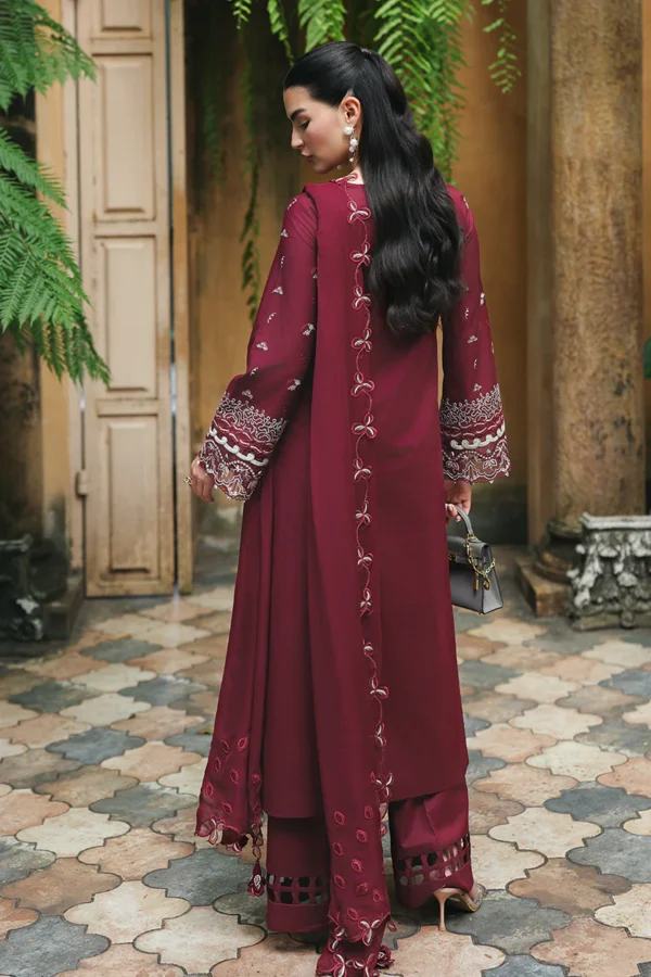 My Fashion Road Qalamkar Qline Lawn Collection 2026 | RP-12 GARNET