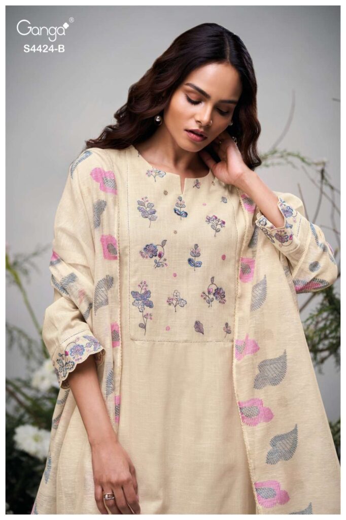 My Fashion Road Ganga Fashion Airaah Premium Wear Cotton Linen Suit | S4424 – B