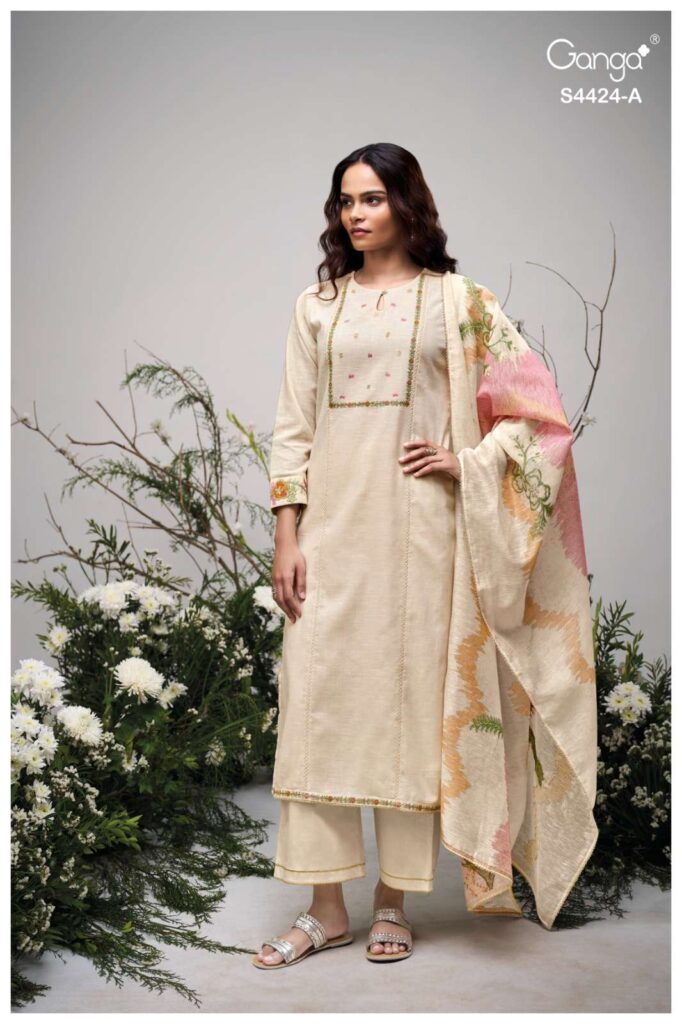 My Fashion Road Ganga Fashion Airaah Premium Wear Cotton Linen Suit | S4424 – A