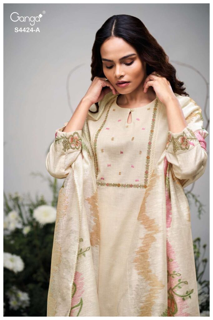 My Fashion Road Ganga Fashion Airaah Premium Wear Cotton Linen Suit | S4424 – A