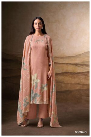 My Fashion Road Ganga Fashion Cazia Printed Cotton Linen Suit | S3694 – D