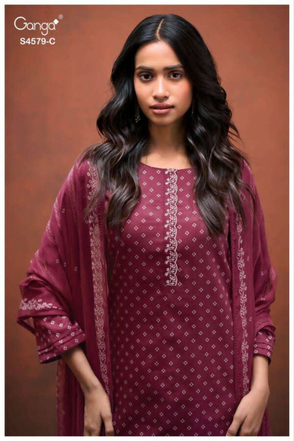 My Fashion Road Ganga Fashion Eillie Printed Cotton Satin Suit | S4579 – C