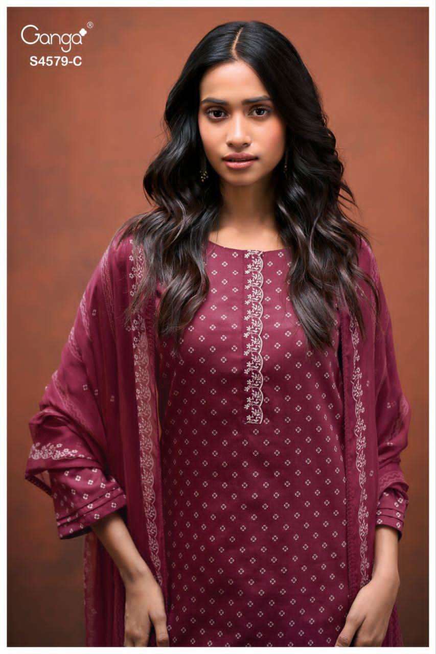 My Fashion Road Ganga Fashion Eillie Printed Cotton Satin Suit | S4579 – C My Fashion Road Ganga Fashion Eillie Printed Cotton Satin Suit | S4579 – C