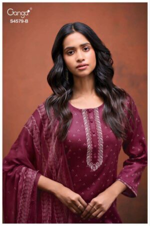 My Fashion Road Ganga Fashion Eillie Printed Cotton Satin Suit | S4579 – B