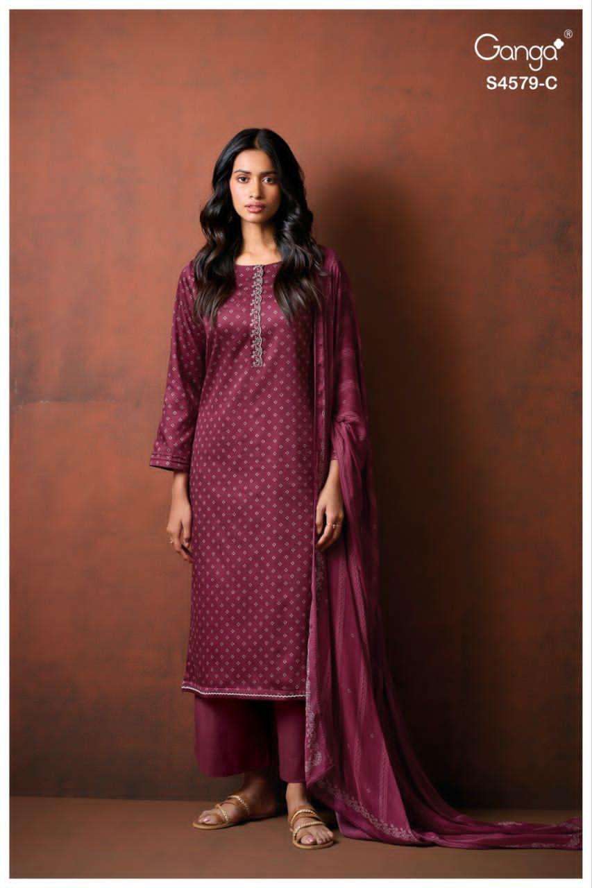 My Fashion Road Ganga Fashion Eillie Printed Cotton Satin Suit | S4579 – C My Fashion Road Ganga Fashion Eillie Printed Cotton Satin Suit | S4579 – C