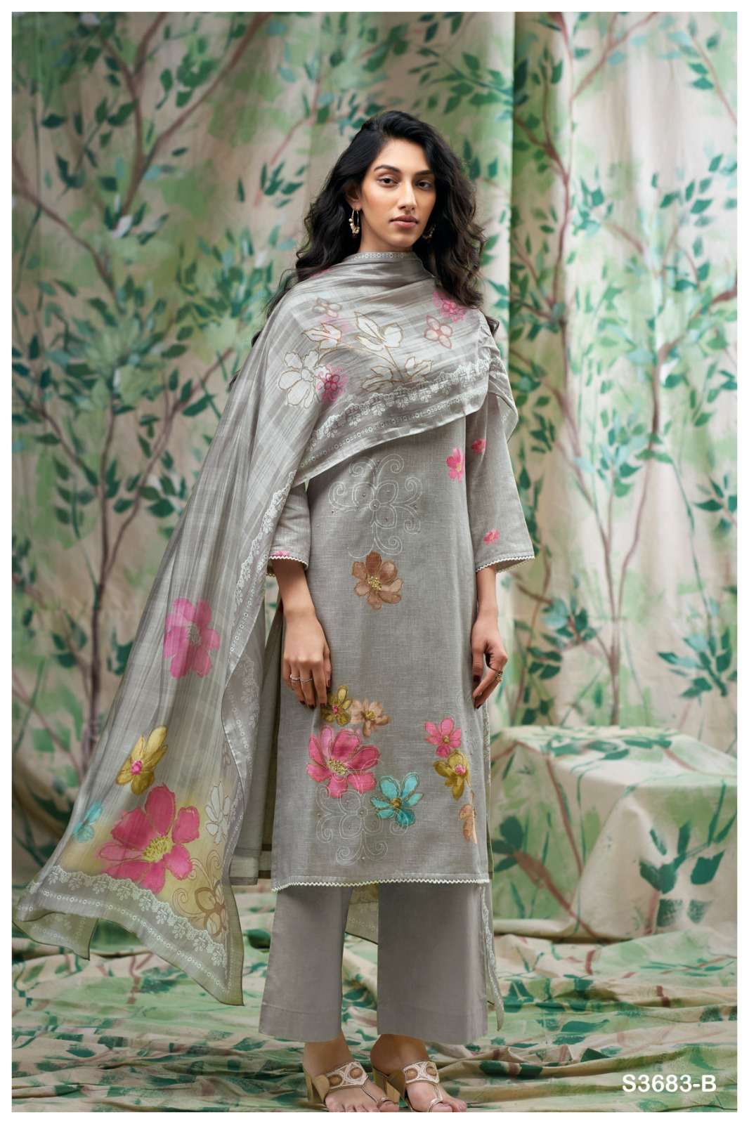 My Fashion Road Ganga Fashion Farnaz Exclusive Cotton Linen Suit | S3683 – B My Fashion Road Ganga Fashion Farnaz Exclusive Cotton Linen Suit | S3683 – B