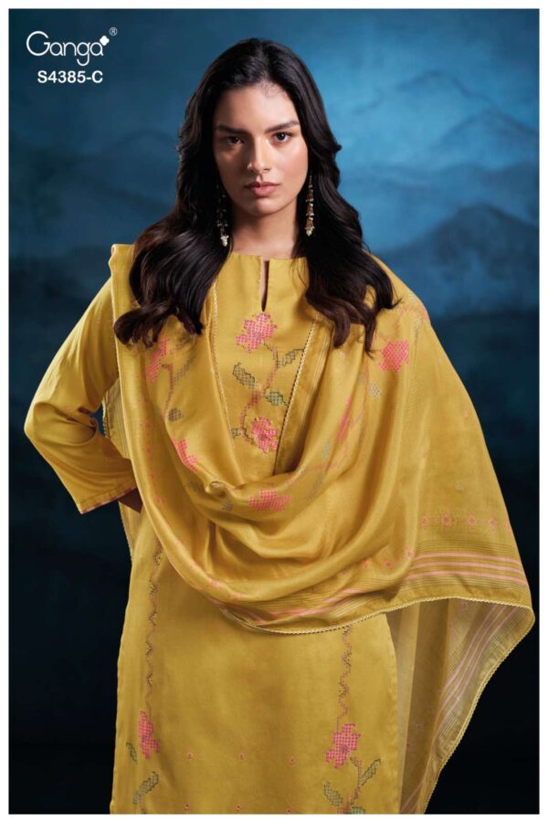 My Fashion Road Ganga Fashion Fayisha Pure Cotton Satin Ladies Suit | S4385 – C