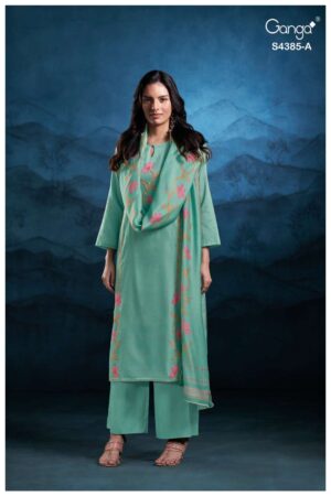 My Fashion Road Ganga Fashion Fayisha Pure Cotton Satin Ladies Suit | S4385 – A